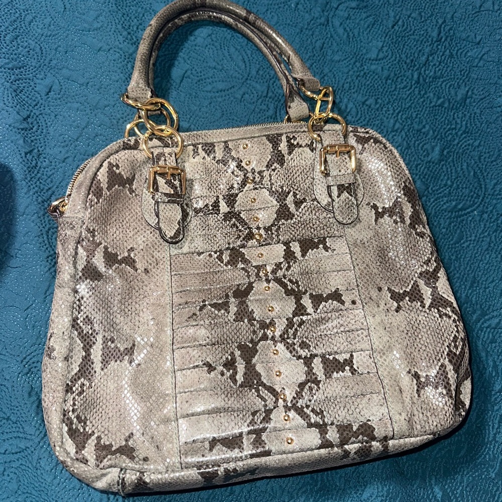 Large Via Spiga Snake print Shoulder bag 3 compartment bonus strap